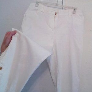 WHITE CROPPED PANTS with side ankle buttons in 10P